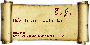 Bölcsics Julitta névjegykártya